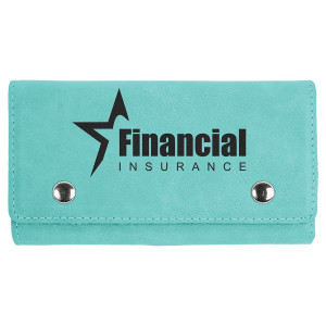 Teal Engraved Faux Leather Card & Dice Set