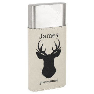 White Engraved Faux Leather Cigar Case with Cutter