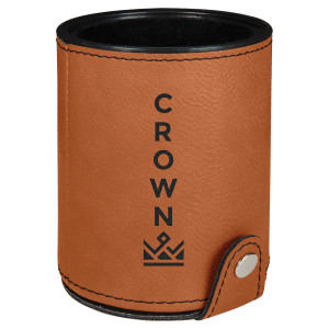 Rawhide Engraved Faux Leather Dice Cup with 5 Dice