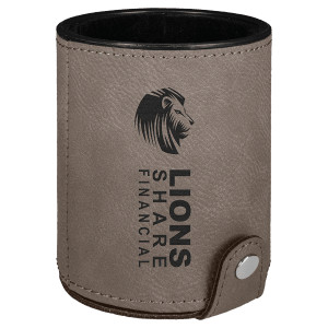 Gray Engraved Faux Leather Dice Cup with 5 Dice