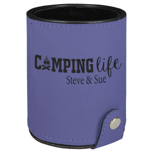 Purple Engraved Faux Leather Dice Cup with 5 Dice