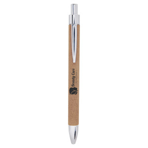 Light Brown Engraved Faux Leather Pen