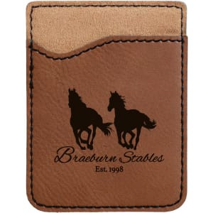 Dark Brown Engraved Faux Leather Phone Wallet