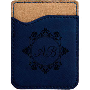 Blue/Black Engraved Faux Leather Phone Wallet