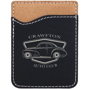 Black/Silver Engraved Faux Leather Phone Wallet