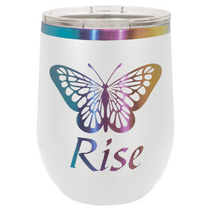 Polar Camel 12 oz. White/Prism Stemless Wine Tumbler with Standard Lid