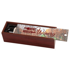 Rosewood Finish Wine Box with Custom Printed Lid