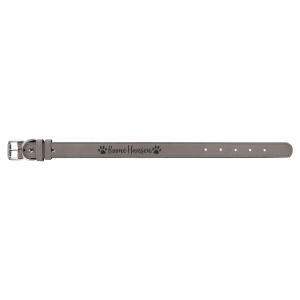 Small 15" x 3/4" Gray Engraved Faux Leather Dog Collar