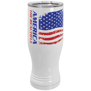 White Custom Printed 20 oz. Polar Camel Pilsner with Clear Lid