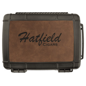 Travel Cigar Case - Engraved Faux Leather, Creekside Collection, Dark Brown