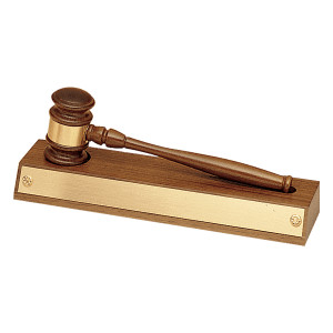 Walnut Gavel Base with Removable Gavel/Gold Gavel Band and Gold Plate for Personalization