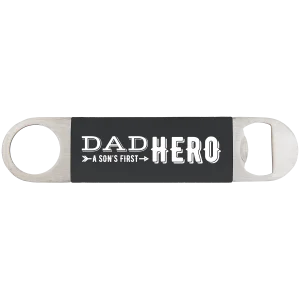 1 1/2" x 7" Black/White Bottle Opener with Silicone Grip