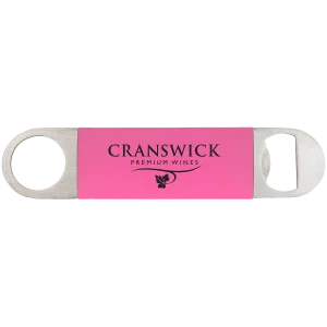 1 1/2" x 7" Pink/Black Bottle Opener with Silicone Grip