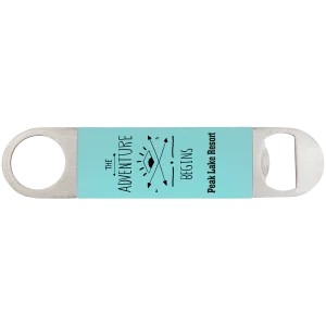 1 1/2" x 7" Teal/Black Bottle Opener with Silicone Grip