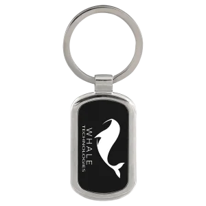 1 1/8" x 1 7/8" Black Custom Engraved Rectangle Keychain