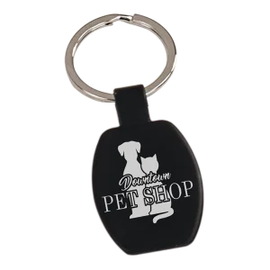 1 5/8" Black Custom Engraved Rectangle Keychain