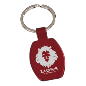 1 5/8" Red Custom Engraved Rectangle Keychain
