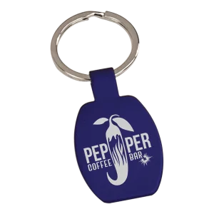 1 5/8" Blue Custom Engraved Rectangle Keychain