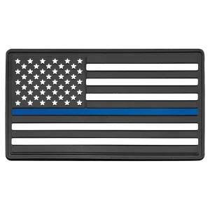 1 3/4" x 3 1/4" Blue Line American Flag PVC Patch representing support for law enforcement - Kota Pro Adhesive included