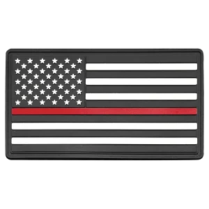 1 3/4" x 3 1/4" Red Line American Flag PVC Patch representing support for firefighters - Kota Pro Adhesive included