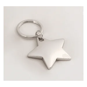 1 7/8" x 3" Polished Silver Star Key Ring