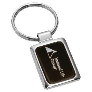 1" x 2 3/4" Chrome Plated Key Ring with Black Aluminum Insert