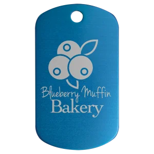 1" x 2" Blue Anodized Aluminum  G.I. Tag