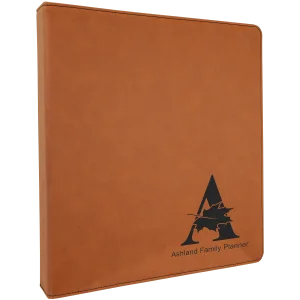10 1/2" x 11 1/2" Rawhide Engraved Faux Leather 3 Ring Binder with 1" Slant D Rings