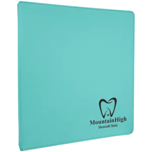 10 1/2" x 11 1/2" Teal Engraved Faux Leather 3 Ring Binder with 1" Slant D Rings