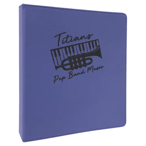 10 1/2" x 11 1/2" Purple/Black Engraved Faux Leather 3 Ring Binder with 1" Slant D Rings