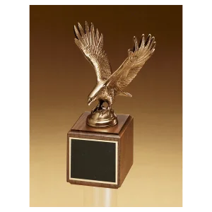 10 3/4" Fully Modeled Antique Bronze Eagle Casting on a Walnut Base with Black Custom Engraved Engraving Plate