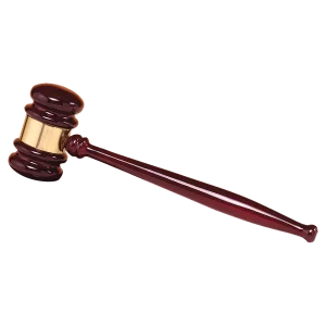 10" Rosewood Piano Finish Gavel with a Gold Gavel Band