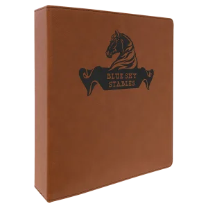 11" x 11 1/2" Rawhide Engraved Faux Leather 3 Ring Binder with 2" Slant D Rings