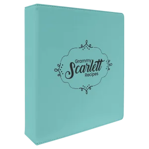 11" x 11 1/2" Teal Engraved Faux Leather 3 Ring Binder with 2" Slant D Rings