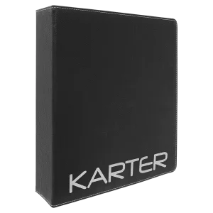 11" x 11 1/2" Black/Siver Engraved Faux Leather 3 Ring Binder with 2" Slant D Rings