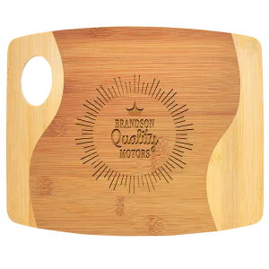 11" x 9" x 5/16" Bamboo Two Tone Cutting Board with Handle