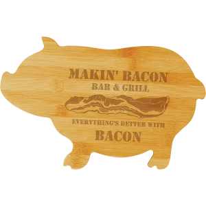 13 3/4" x 8 3/4" Bamboo Pig Shaped Cutting Board