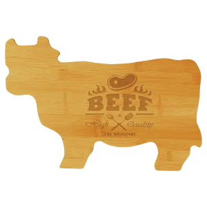 14 3/4" x 9 3/4" Bamboo Cow Shaped Cutting Board
