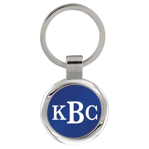 3" Blue Custom Engraved Round Keychain
