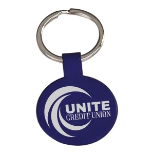1 1/2" Blue Custom Engraved Round Keychain