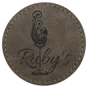2 1/2" Dark Gray Patch Premier Engraved Faux Leather Round Patch with Kota Pro Adhesive - Creekside Collection