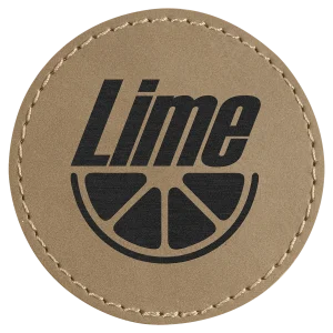 2 1/2" Light Brown Engraved Faux Leather Round Patch with Kota Pro Adhesive