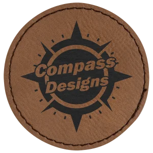 2 1/2" Dark Brown Engraved Faux Leather Round Patch with Kota Pro Adhesive