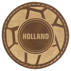 2 1/2" Rustic/Gold Engraved Faux Leather Round Patch with Kota Pro Adhesive