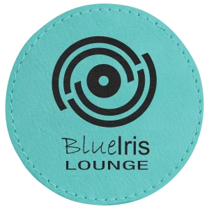 3" Teal Engraved Faux Leather Round Patch with Kota Pro Adhesive