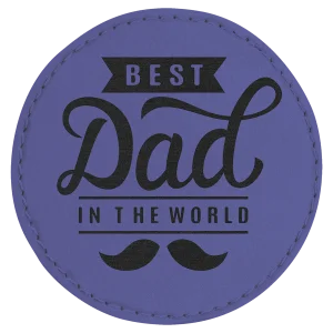 3" Purple Engraved Faux Leather Round Patch with Kota Pro Adhesive
