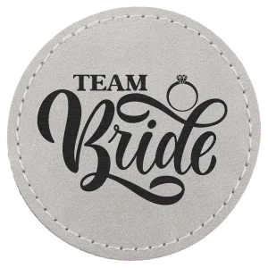 2 1/2" Light Gray Premier Engraved Faux Leather Round Patch with Kota Pro Adhesive - Creekside Collection