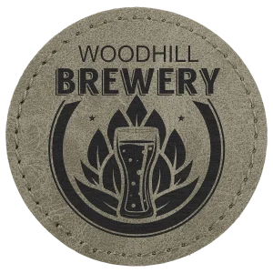2 1/2" Light Green Premier Engraved Faux Leather Round Patch with Kota Pro Adhesive - Creekside Collection
