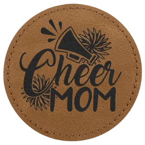 3" Medium Brown Premier Engraved Faux Leather Round Patch with Kota Pro Adhesive - Creekside Collection