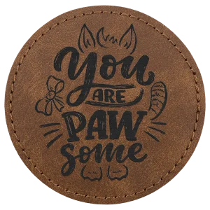 3" Dark Brown Premier Engraved Faux Leather Round Patch with Kota Pro Adhesive - Creekside Collection